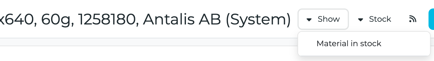 Material in stock label